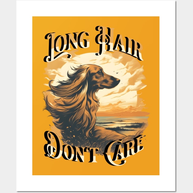 Long Hair Don't Care Cream Dachshund In the Sunset Wall Art by Sygluv